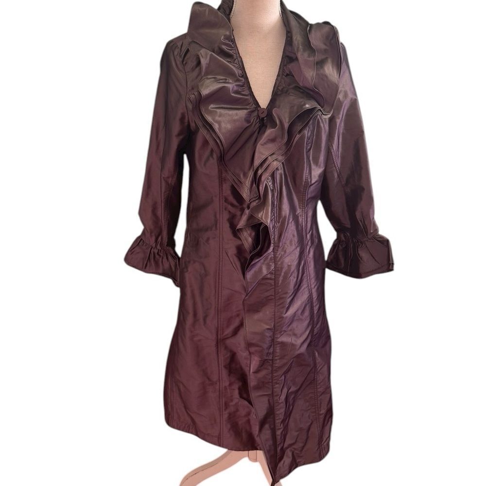 Mycra Pac One Purple Iridescent Ruffle Front Jacket Women’s M